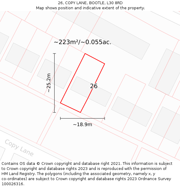 26, COPY LANE, BOOTLE, L30 8RD: Plot and title map