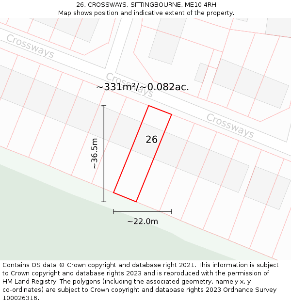 26, CROSSWAYS, SITTINGBOURNE, ME10 4RH: Plot and title map