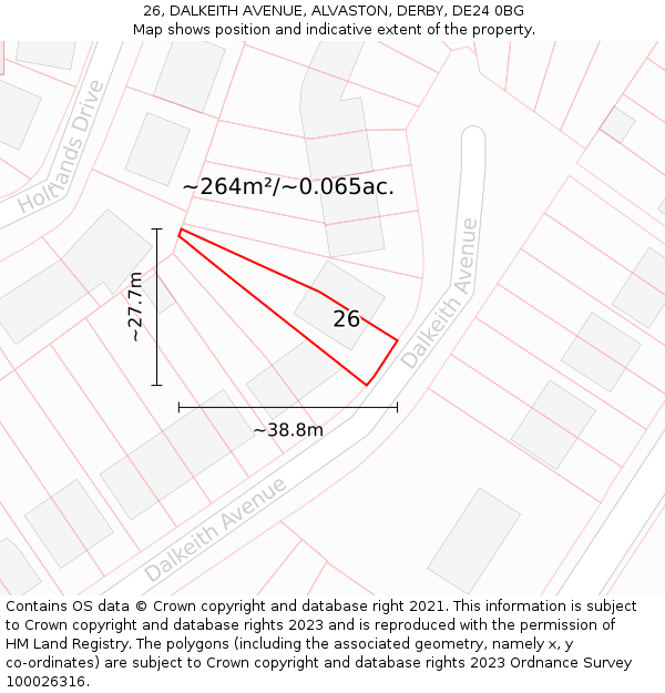 26, DALKEITH AVENUE, ALVASTON, DERBY, DE24 0BG: Plot and title map