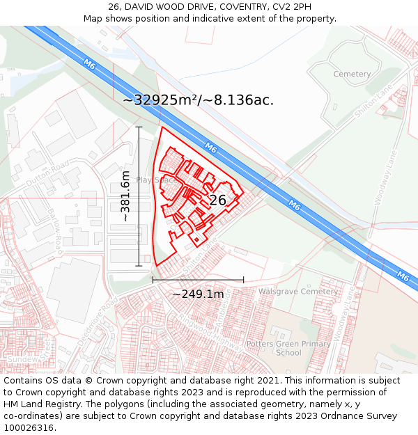 26, DAVID WOOD DRIVE, COVENTRY, CV2 2PH: Plot and title map