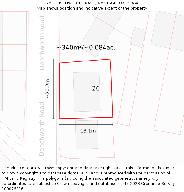 26, DENCHWORTH ROAD, WANTAGE, OX12 9AX: Plot and title map