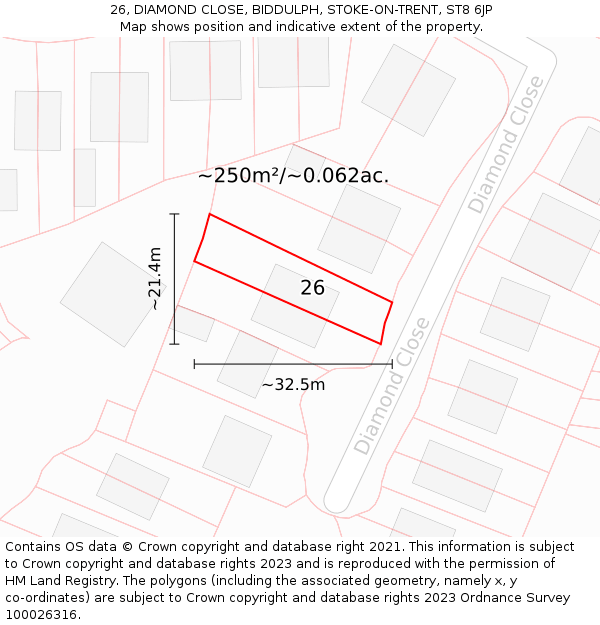 26, DIAMOND CLOSE, BIDDULPH, STOKE-ON-TRENT, ST8 6JP: Plot and title map