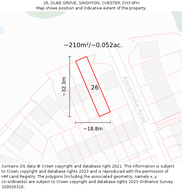 26, DUKE GROVE, SAIGHTON, CHESTER, CH3 6FH: Plot and title map