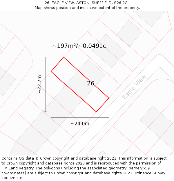 26, EAGLE VIEW, ASTON, SHEFFIELD, S26 2GL: Plot and title map