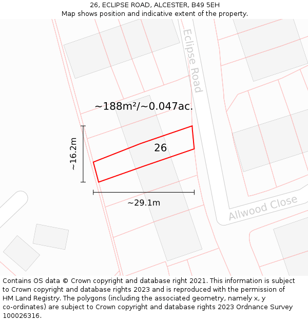 26, ECLIPSE ROAD, ALCESTER, B49 5EH: Plot and title map