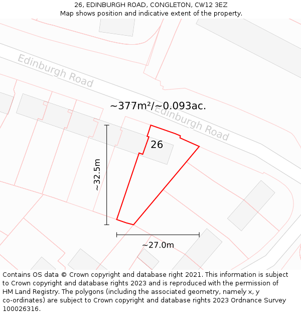 26, EDINBURGH ROAD, CONGLETON, CW12 3EZ: Plot and title map