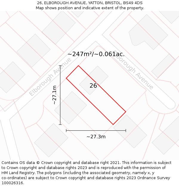 26, ELBOROUGH AVENUE, YATTON, BRISTOL, BS49 4DS: Plot and title map