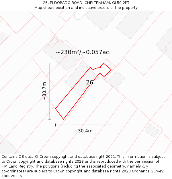 26, ELDORADO ROAD, CHELTENHAM, GL50 2PT: Plot and title map