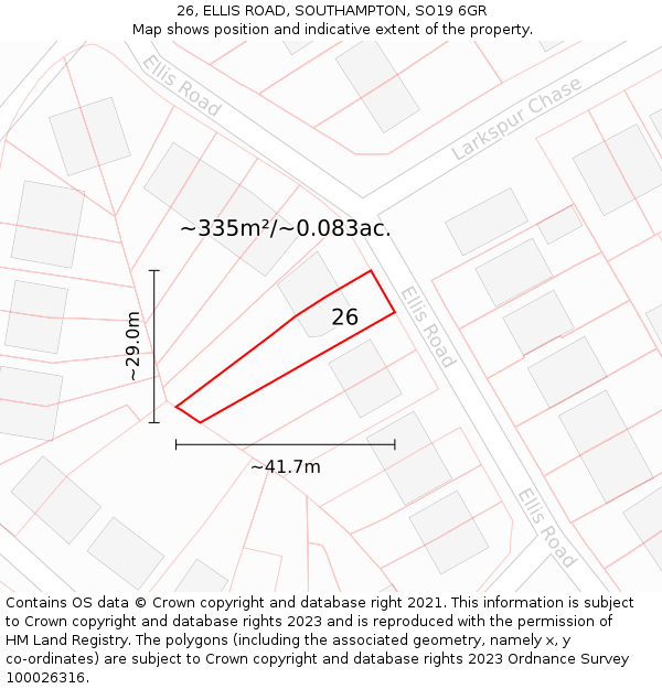 26, ELLIS ROAD, SOUTHAMPTON, SO19 6GR: Plot and title map