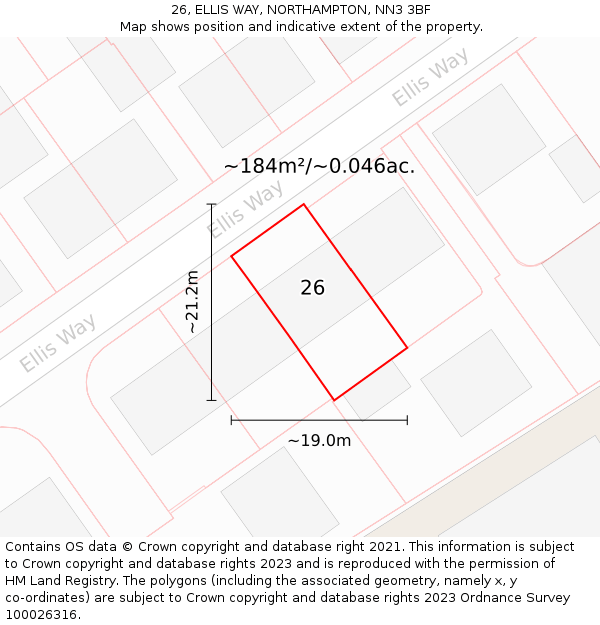 26, ELLIS WAY, NORTHAMPTON, NN3 3BF: Plot and title map