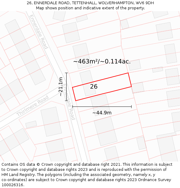 26, ENNERDALE ROAD, TETTENHALL, WOLVERHAMPTON, WV6 9DH: Plot and title map
