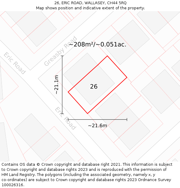 26, ERIC ROAD, WALLASEY, CH44 5RQ: Plot and title map