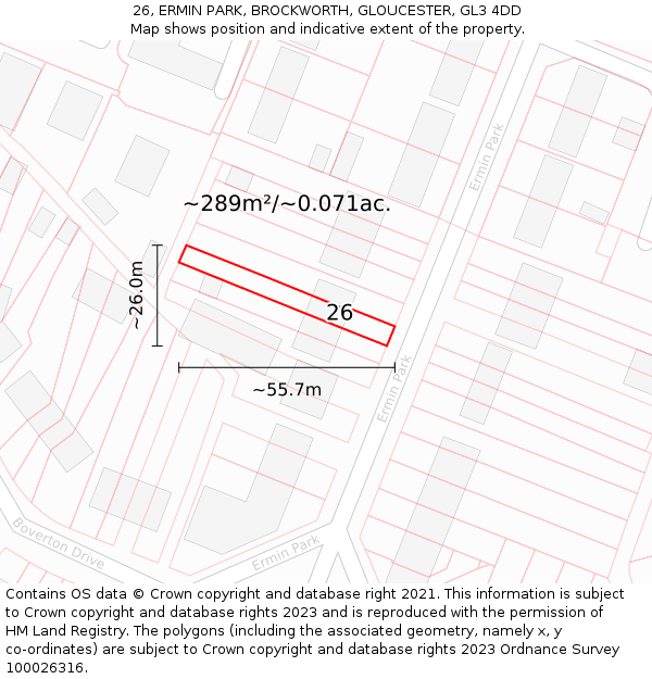 26, ERMIN PARK, BROCKWORTH, GLOUCESTER, GL3 4DD: Plot and title map