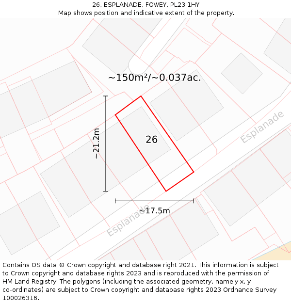 26, ESPLANADE, FOWEY, PL23 1HY: Plot and title map
