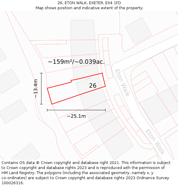 26, ETON WALK, EXETER, EX4 1FD: Plot and title map