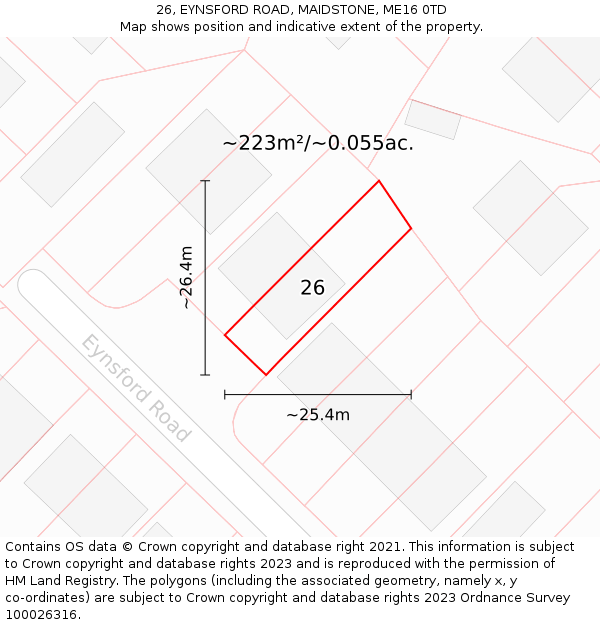 26, EYNSFORD ROAD, MAIDSTONE, ME16 0TD: Plot and title map