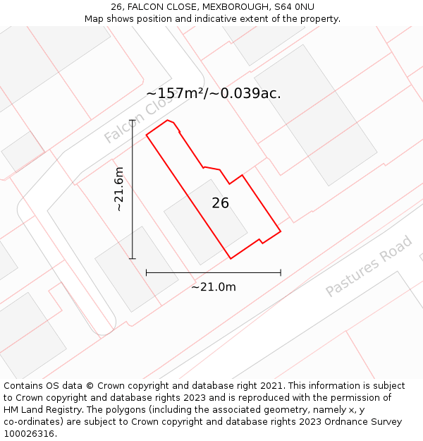26, FALCON CLOSE, MEXBOROUGH, S64 0NU: Plot and title map