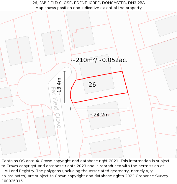26, FAR FIELD CLOSE, EDENTHORPE, DONCASTER, DN3 2RA: Plot and title map