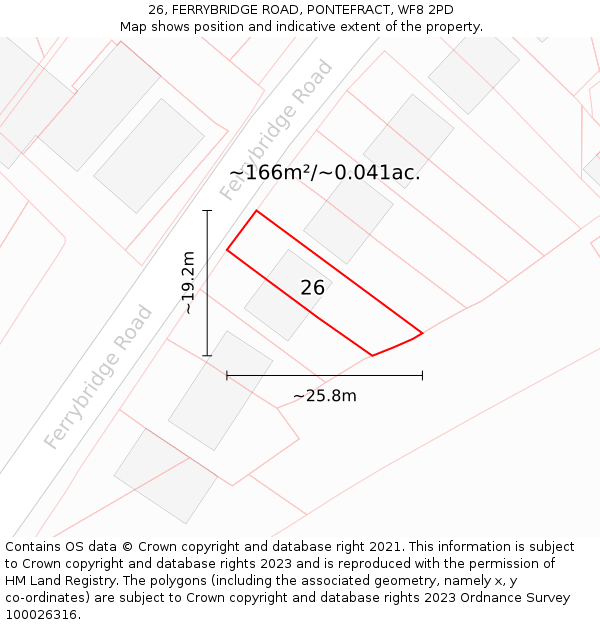 26, FERRYBRIDGE ROAD, PONTEFRACT, WF8 2PD: Plot and title map