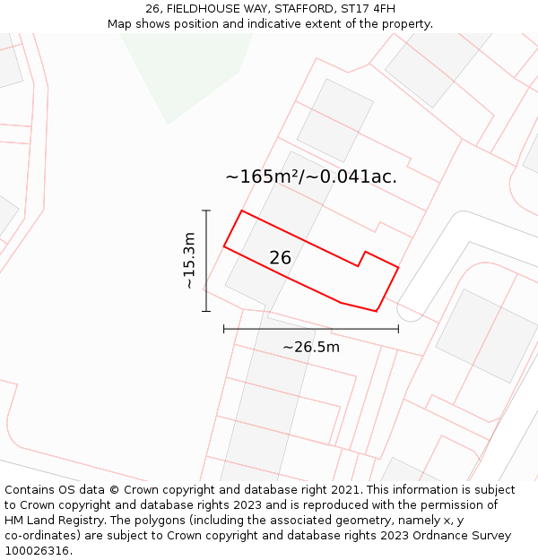 26, FIELDHOUSE WAY, STAFFORD, ST17 4FH: Plot and title map