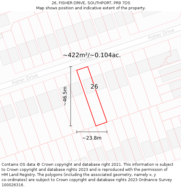 26, FISHER DRIVE, SOUTHPORT, PR9 7DS: Plot and title map