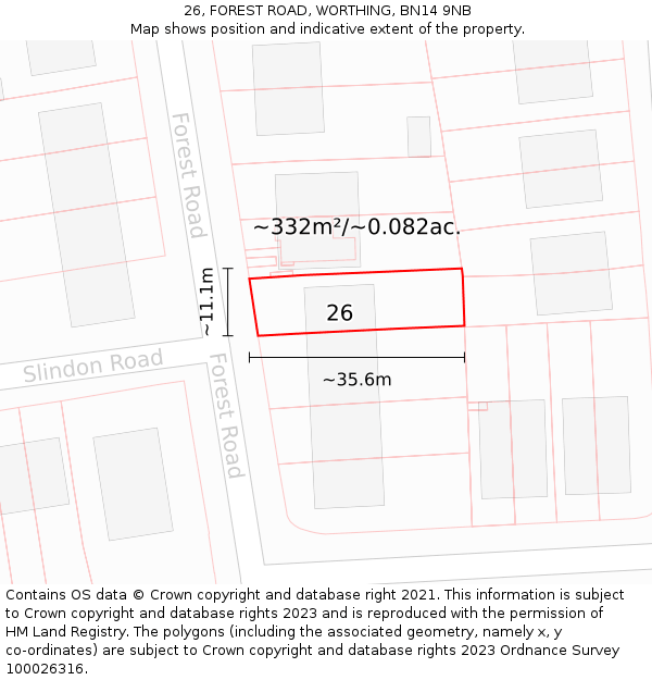 26, FOREST ROAD, WORTHING, BN14 9NB: Plot and title map