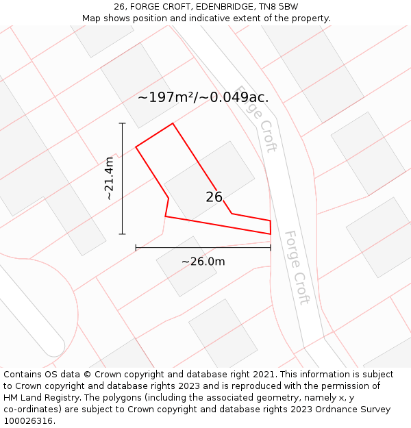 26, FORGE CROFT, EDENBRIDGE, TN8 5BW: Plot and title map