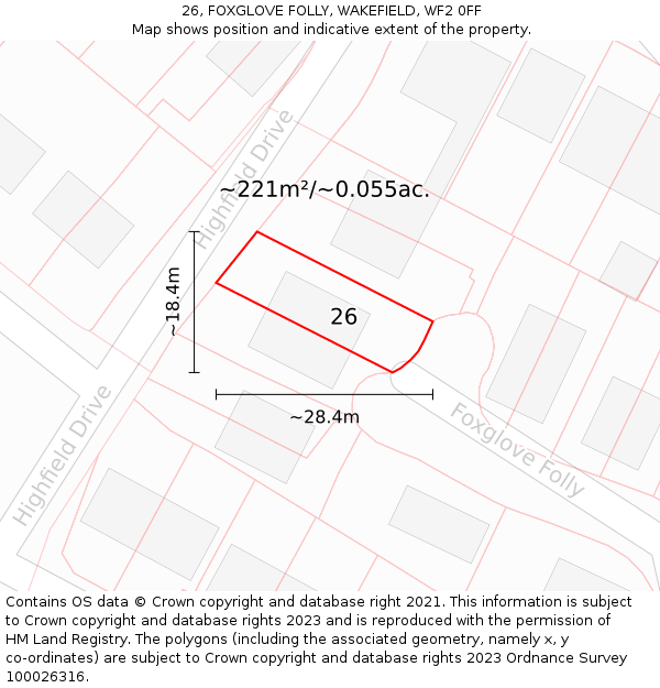 26, FOXGLOVE FOLLY, WAKEFIELD, WF2 0FF: Plot and title map