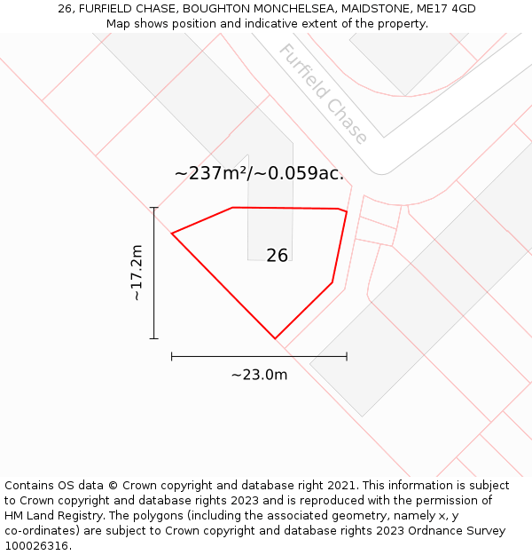26, FURFIELD CHASE, BOUGHTON MONCHELSEA, MAIDSTONE, ME17 4GD: Plot and title map