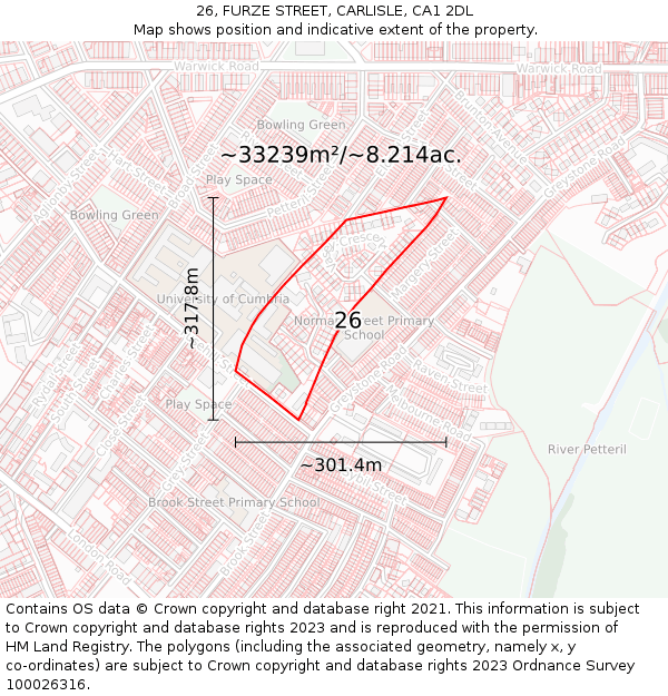 26, FURZE STREET, CARLISLE, CA1 2DL: Plot and title map