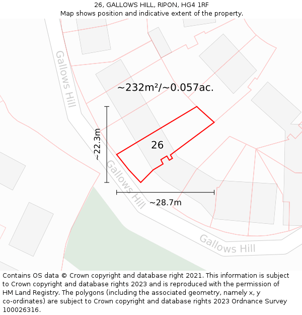 26, GALLOWS HILL, RIPON, HG4 1RF: Plot and title map