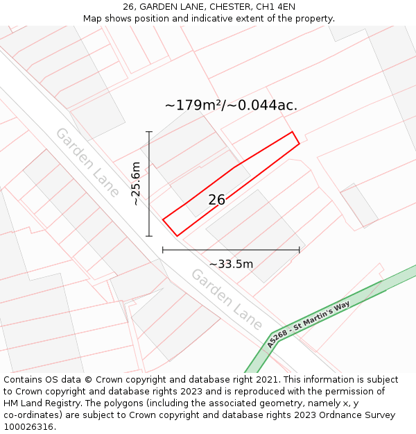 26, GARDEN LANE, CHESTER, CH1 4EN: Plot and title map