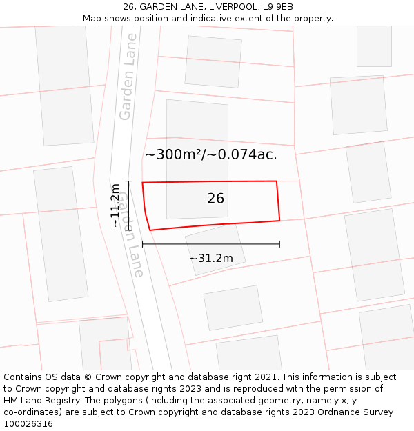 26, GARDEN LANE, LIVERPOOL, L9 9EB: Plot and title map