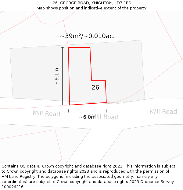 26, GEORGE ROAD, KNIGHTON, LD7 1RS: Plot and title map