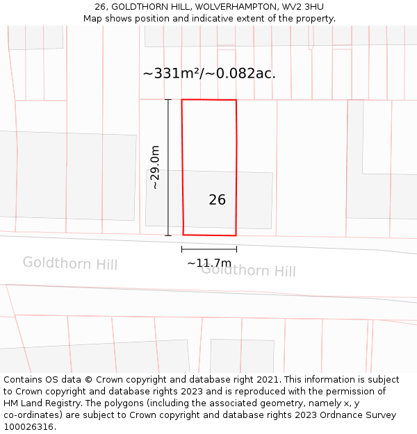 26, GOLDTHORN HILL, WOLVERHAMPTON, WV2 3HU: Plot and title map