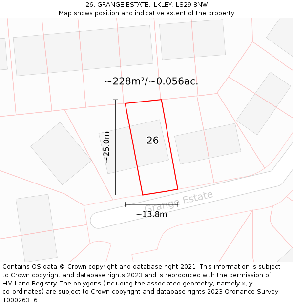 26, GRANGE ESTATE, ILKLEY, LS29 8NW: Plot and title map