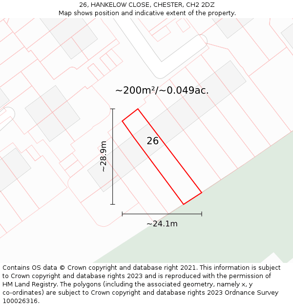 26, HANKELOW CLOSE, CHESTER, CH2 2DZ: Plot and title map