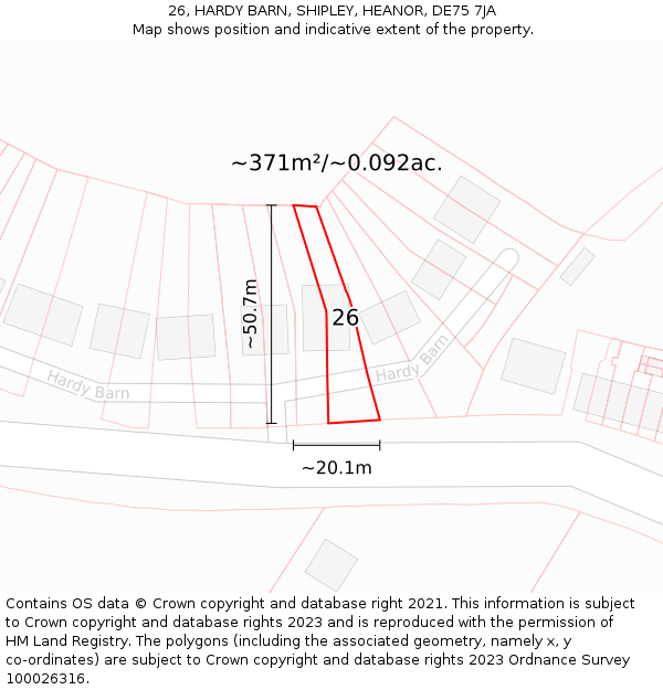 26, HARDY BARN, SHIPLEY, HEANOR, DE75 7JA: Plot and title map