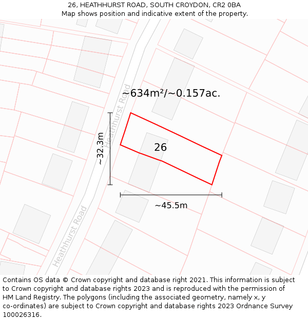 26, HEATHHURST ROAD, SOUTH CROYDON, CR2 0BA: Plot and title map
