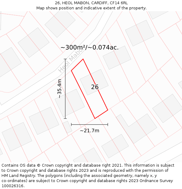 26, HEOL MABON, CARDIFF, CF14 6RL: Plot and title map