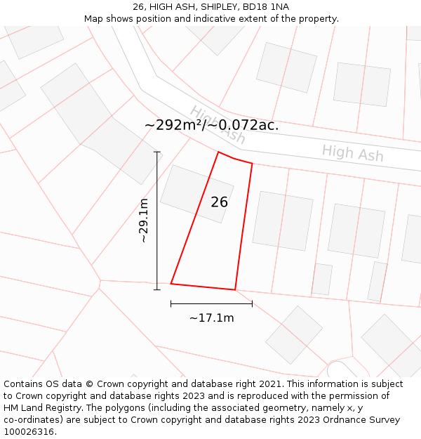 26, HIGH ASH, SHIPLEY, BD18 1NA: Plot and title map