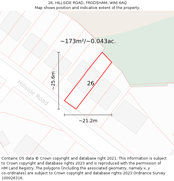 26, HILLSIDE ROAD, FRODSHAM, WA6 6AQ: Plot and title map