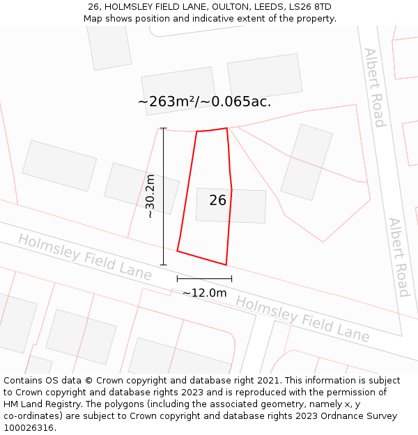 26, HOLMSLEY FIELD LANE, OULTON, LEEDS, LS26 8TD: Plot and title map