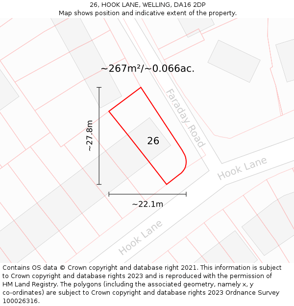 26, HOOK LANE, WELLING, DA16 2DP: Plot and title map