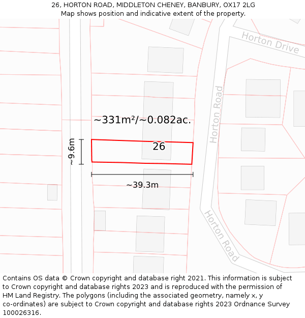 26, HORTON ROAD, MIDDLETON CHENEY, BANBURY, OX17 2LG: Plot and title map