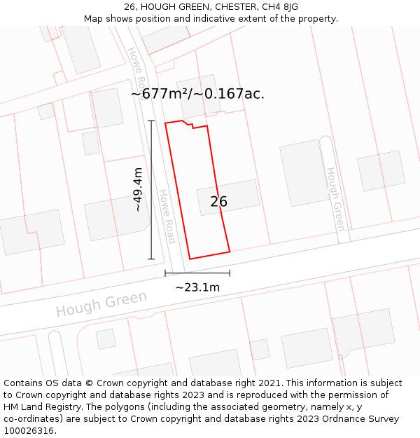 26, HOUGH GREEN, CHESTER, CH4 8JG: Plot and title map