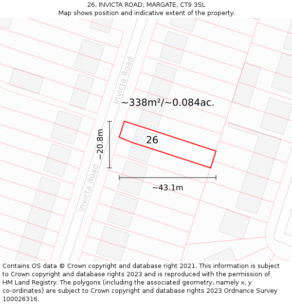 26, INVICTA ROAD, MARGATE, CT9 3SL: Plot and title map