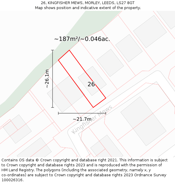 26, KINGFISHER MEWS, MORLEY, LEEDS, LS27 8GT: Plot and title map