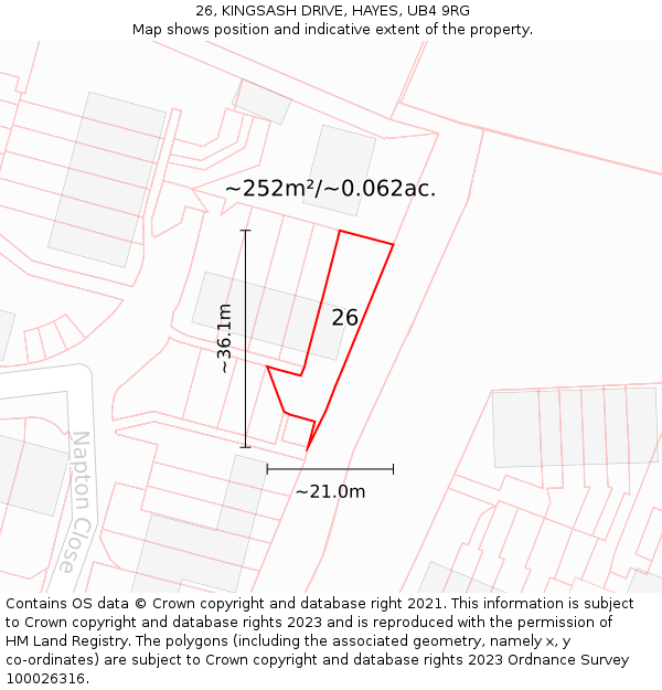 26, KINGSASH DRIVE, HAYES, UB4 9RG: Plot and title map