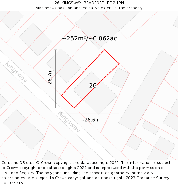 26, KINGSWAY, BRADFORD, BD2 1PN: Plot and title map